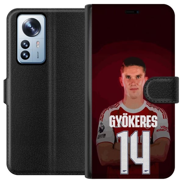 Kompatibel Tegnebogsetui til Xiaomi 12 Pro Viktor Gyökeres Arsenal 14 Fodboldinspireret design med Gyökeres i rød kamptrøje nummer 14