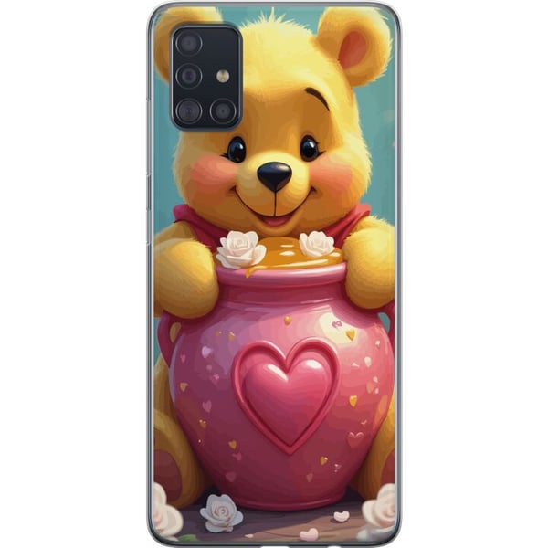 Kompatibelt Mobilskal till Samsung Galaxy A51 Söt gul björn inspirerad av Nalle Puh med hjärtformad rosa burk och honung ett varmt charmigt motiv för
