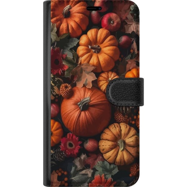Kompatibel Tegnebogsetui til Samsung Galaxy S23 Efterårsmotiv plakat græskar halloween efterår høst æbler rustik dekor blomster efterår sæson design