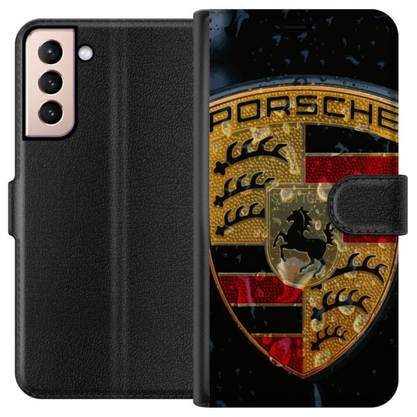 Kompatibelt Lommeboketui til Samsung Galaxy S21 Porschevåpenskjold plakat luksusbil emblem sportsbil logo Stuttgart klassisk retrodesign bilmerke kun Kompatibelt Lommeboketui til Samsung Galaxy S21 Porschevåpenskjold plakat luksusbil emblem sportsbil logo Stuttgart klassisk retrodesign bilmerke kun
