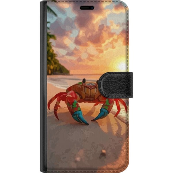Kompatibelt Plånboksfodral till Samsung Galaxy A32 5G Tropisk strandkrabba färgglad design med solnedgång hav vågor och varm semesterkänsla inspirera