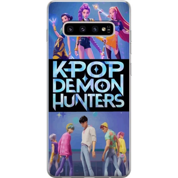 Kompatibelt Mobilskal till Samsung Galaxy S10+ Kpop Demon Hunters koreansk idol band poster anime gaming fantasy cartoon retro style fanart design