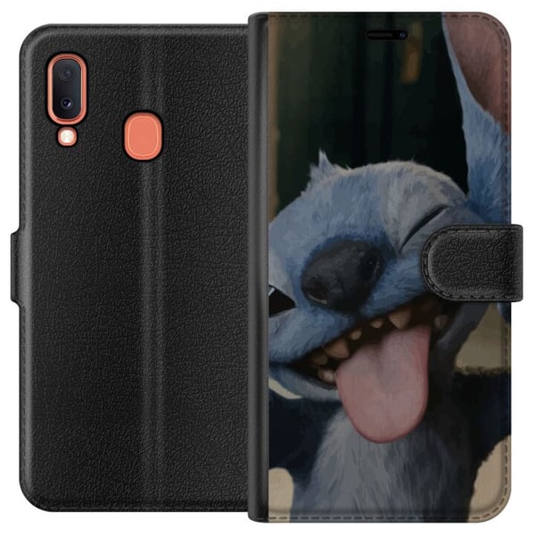 Yhteensopiva Lompakkokotelo Samsung Galaxy A20e Stitch Söpö Alien - Sininen Suosikki Ulkoavaruudesta