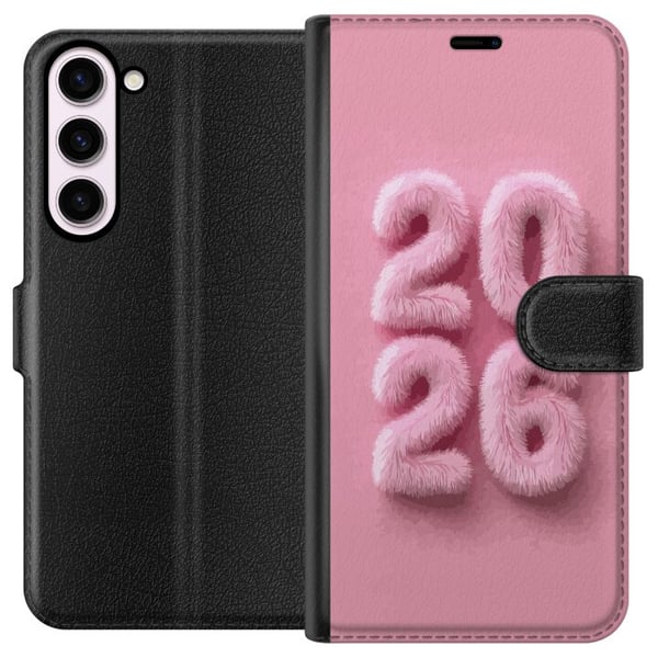 Kompatibel Tegnebogsetui til Samsung Galaxy S23+ Lyserødt fluff 2026, tekst i pastel, moderne nytårstrend med blødt design, perfekt til dekoration og
