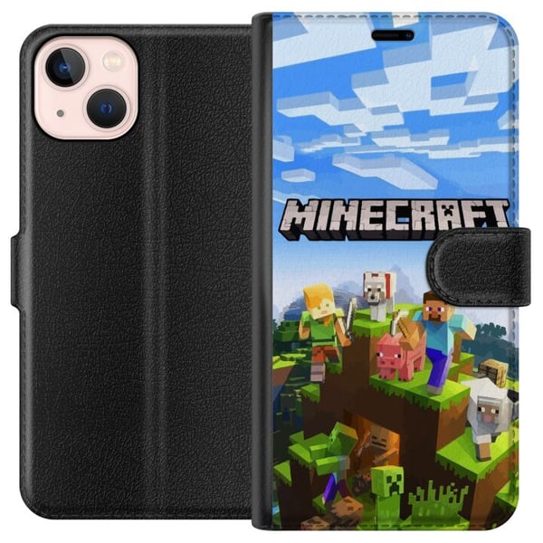 Kompatibelt Lommeboketui til Apple iPhone 13 mini Minecraft pikselverden Creeper gamingdesign Kompatibelt Lommeboketui til Apple iPhone 13 mini Minecraft pikselverden Creeper gamingdesign