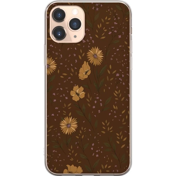 Kompatibelt Mobildeksel til Apple iPhone 11 Pro Retro blomstermønster brun bakgrunn blomster vintage 70-tallsstil bohemsk tapetdesign trykk
