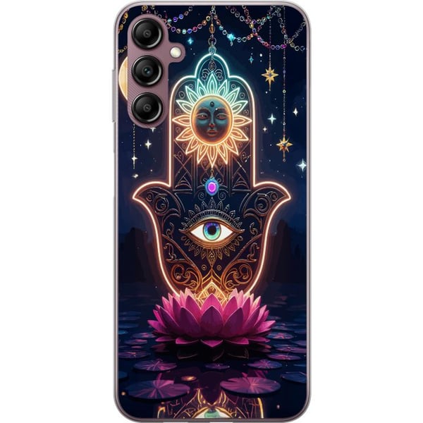 Kompatibel Mobilcover til Samsung Galaxy A14 5G Symbolisk håndillustration med øje, blomst og lys