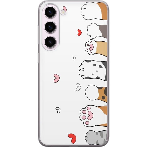 Kompatibel Mobilcover til Samsung Galaxy S23+ Søde kattepoter med hjerter på hvid baggrund, minimalistisk kawaii-motiv til dyreelskere, blødt design Kompatibel Mobilcover til Samsung Galaxy S23+ Søde kattepoter med hjerter på hvid baggrund, minimalistisk kawaii-motiv til dyreelskere, blødt design