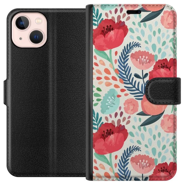 Kompatibelt Plånboksfodral till Apple iPhone 13 mini Växtliv Kompatibelt Plånboksfodral till Apple iPhone 13 mini Växtliv