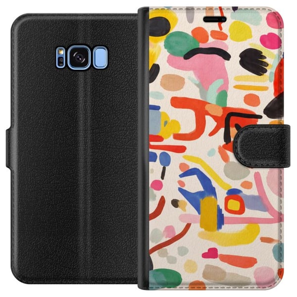 Kompatibelt Plånboksfodral till Samsung Galaxy S8 Lekfull färgexplosion i modern abstrakt stil