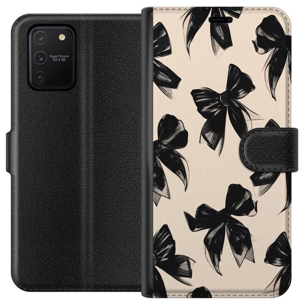 Kompatibelt Lommeboketui til Samsung Galaxy S10 Lite Svarte rosetter på beige bakgrunn, elegant tidløs design med myke kontraster og luksuriøs følels Kompatibelt Lommeboketui til Samsung Galaxy S10 Lite Svarte rosetter på beige bakgrunn, elegant tidløs design med myke kontraster og luksuriøs følels