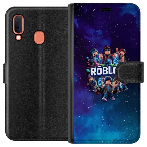 Kompatibelt Lommeboketui til Samsung Galaxy A20e Roblox-gamingdesign med avatarer, galaksebakgrunn i blå og lilla toner, populær Roblox-stil, episk t Kompatibelt Lommeboketui til Samsung Galaxy A20e Roblox-gamingdesign med avatarer, galaksebakgrunn i blå og lilla toner, populær Roblox-stil, episk t
