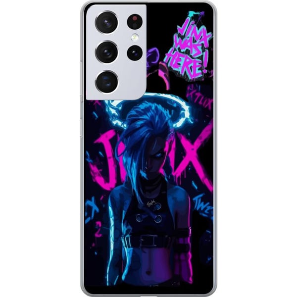 Kompatibelt Mobildeksel til Samsung Galaxy S21 Ultra 5G Arcane Jinx plakat League of Legends LoL graffiti neon anime Netflix spillkarakter fanartdesi Kompatibelt Mobildeksel til Samsung Galaxy S21 Ultra 5G Arcane Jinx plakat League of Legends LoL graffiti neon anime Netflix spillkarakter fanartdesi