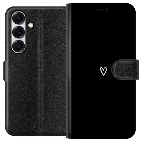 Kompatibelt Lommeboketui til Samsung Galaxy S25 Svart Hjerte Kompatibelt Lommeboketui til Samsung Galaxy S25 Svart Hjerte
