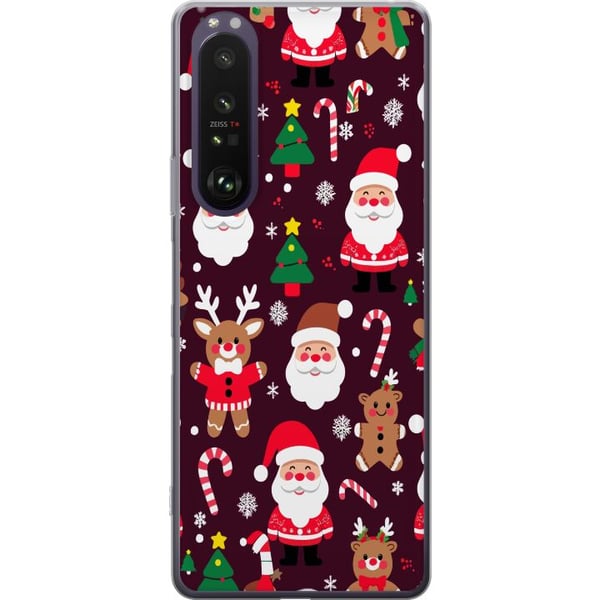 Kompatibel Mobilcover til Sony Xperia 1 III Merry Squad-julemønster med nisser, rensdyr og peberkager, sødt vinterdesign i tegneseriestil