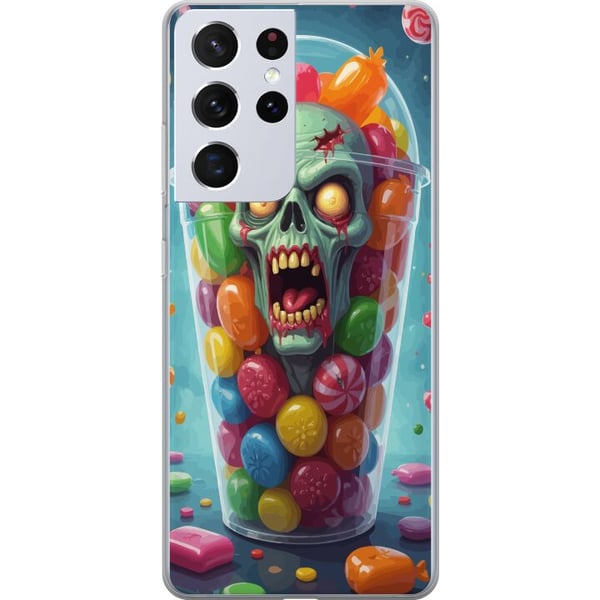 Kompatibelt Mobildeksel til Samsung Galaxy S21 Ultra 5G Zombie plakat godterikopp skrekk kunst godteri hodeskalle skummel fargerik halloween uhyggeli Kompatibelt Mobildeksel til Samsung Galaxy S21 Ultra 5G Zombie plakat godterikopp skrekk kunst godteri hodeskalle skummel fargerik halloween uhyggeli