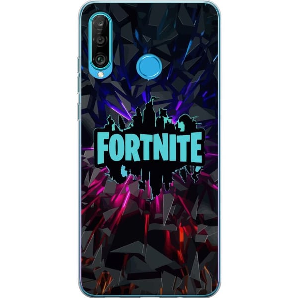 Kompatibelt Mobilskal till Huawei P30 lite Spelinspirerad abstrakt logotyp i neon med exploderande former och dynamisk energi Kompatibelt Mobilskal till Huawei P30 lite Spelinspirerad abstrakt logotyp i neon med exploderande former och dynamisk energi