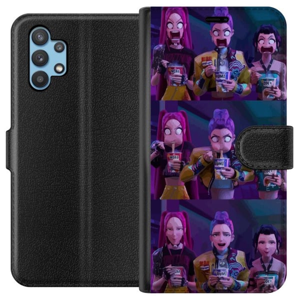 Kompatibel Tegnebogsetui til Samsung Galaxy A32 5G Samlerfigur KPop Demon Hunters mørk stil
