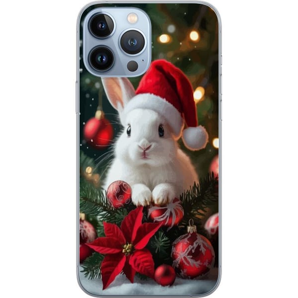Kompatibelt Mobildeksel til Apple iPhone 13 Pro Max Julekanin med nisselue søt kanin vinter røde dekorasjoner festlig kawaii jul koselige lys plakat