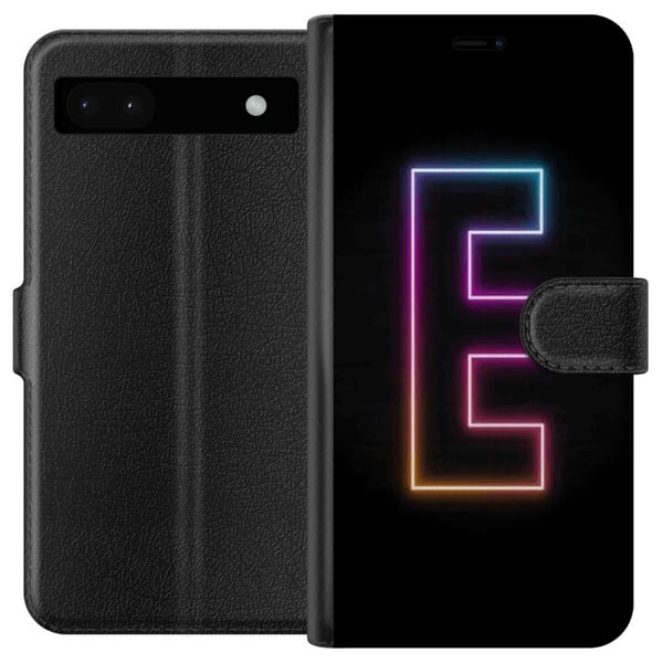 Yhteensopiva Lompakkokotelo Google Pixel 6a Minimalistinen neonkirjain E kirkkaissa väreissä tummaa taustaa vasten