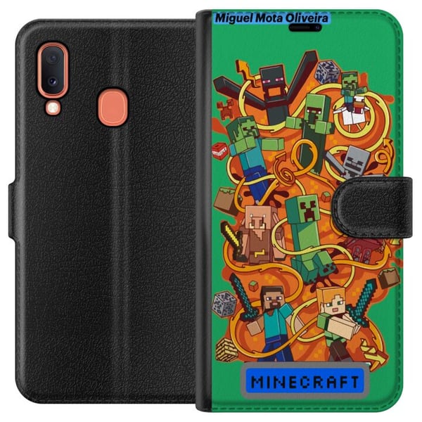 Kompatibelt Plånboksfodral till Samsung Galaxy A20e Minecraft Kompatibelt Plånboksfodral till Samsung Galaxy A20e Minecraft