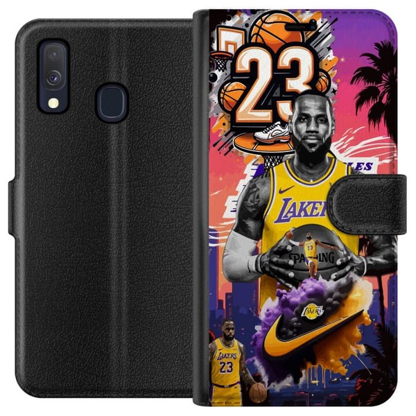 Kompatibel Tegnebogsetui til Samsung Galaxy A40 Basketinspireret kunstværk med nummer 23 og actionstemning – kraftfuld sportsillustration med dynamis