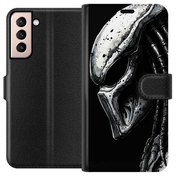 Yhteensopiva Lompakkokotelo Samsung Galaxy S21 Draamaattinen kuvitus Predator-naamiosta, jossa on metallisia tekstuureja, varjoja ja yksityiskohtia, Yhteensopiva Lompakkokotelo Samsung Galaxy S21 Draamaattinen kuvitus Predator-naamiosta, jossa on metallisia tekstuureja, varjoja ja yksityiskohtia,