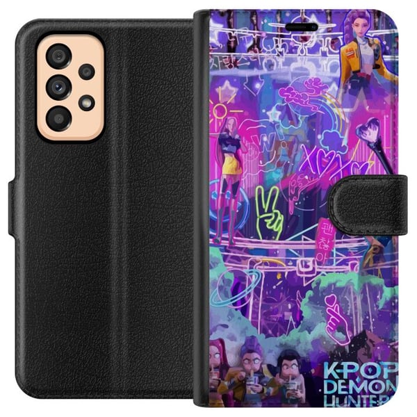 Kompatibel Tegnebogsetui til Samsung Galaxy A53 5G Kpop dæmonjægere neonlys by lilla skær idolæstetik stemning