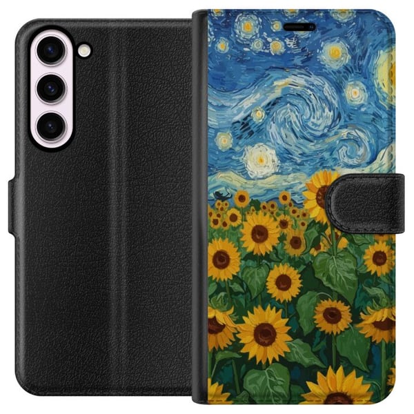 Yhteensopiva Lompakkokotelo Samsung Galaxy S23+ Auringonkukkapeltotaide – Van Goghin inspiroima maalaus tähtikirkkaalla taivaalla