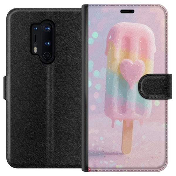 Kompatibel Tegnebogsetui til OnePlus 8 Pro Pastelis med hjerte, sødt design med smeltende farver og glitter til sommer og slikstil