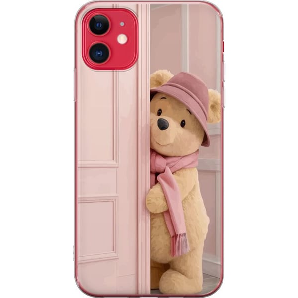 Kompatibelt Mobildeksel til Apple iPhone 11 Beige bamse med hatt og skjerf, romantisk lys design med varm tone og en myk, stilren følelse