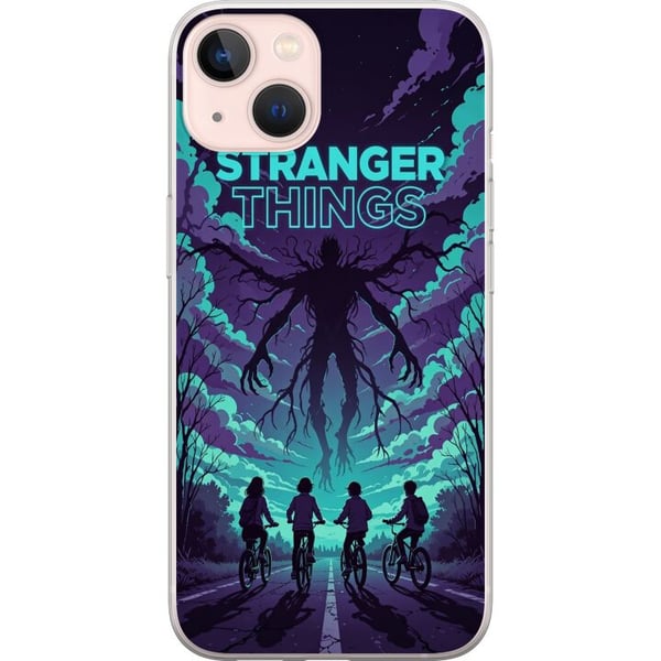 Kompatibelt Mobildeksel til Apple iPhone 13 Stranger Things-inspirert fantasyillustrasjon med mørkt monster, syklende barn og dramatisk rød himmel, p Kompatibelt Mobildeksel til Apple iPhone 13 Stranger Things-inspirert fantasyillustrasjon med mørkt monster, syklende barn og dramatisk rød himmel, p