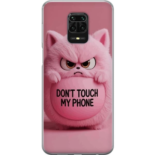 Kompatibel Mobilcover til Xiaomi Redmi Note 9S Humoristisk lyserød kat med teksten Don’t Touch My Phone – et sjovt og trendy motiv, der passer perfek