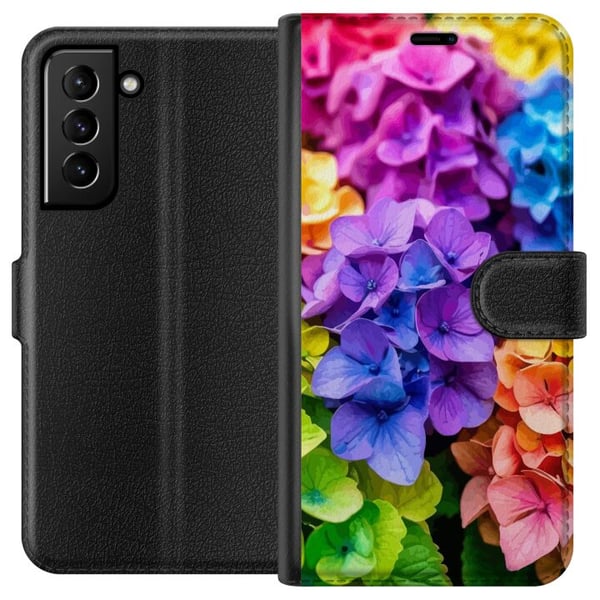 Yhteensopiva Lompakkokotelo Samsung Galaxy S21+ 5G Hortensia hortensian kukat värikkäät kukat sateenkaari kukkakuvio violetti vaaleanpunainen sininen Yhteensopiva Lompakkokotelo Samsung Galaxy S21+ 5G Hortensia hortensian kukat värikkäät kukat sateenkaari kukkakuvio violetti vaaleanpunainen sininen