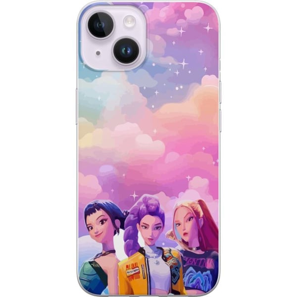 Kompatibelt Mobilskal till Apple iPhone 14 Plus Färgglad pop girl trio med futuristisk stil och pastellhimmel modern ungdomlig illustration Kompatibelt Mobilskal till Apple iPhone 14 Plus Färgglad pop girl trio med futuristisk stil och pastellhimmel modern ungdomlig illustration