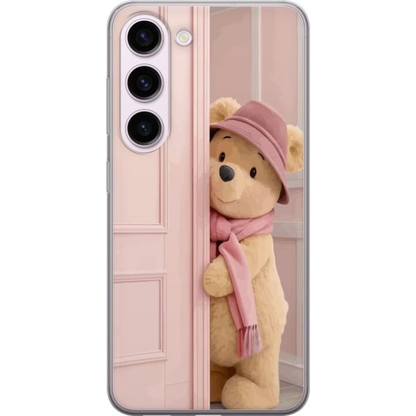 Kompatibelt Mobildeksel til Samsung Galaxy S23 Beige bamse med hatt og skjerf, romantisk lys design med varm tone og en myk, stilren følelse