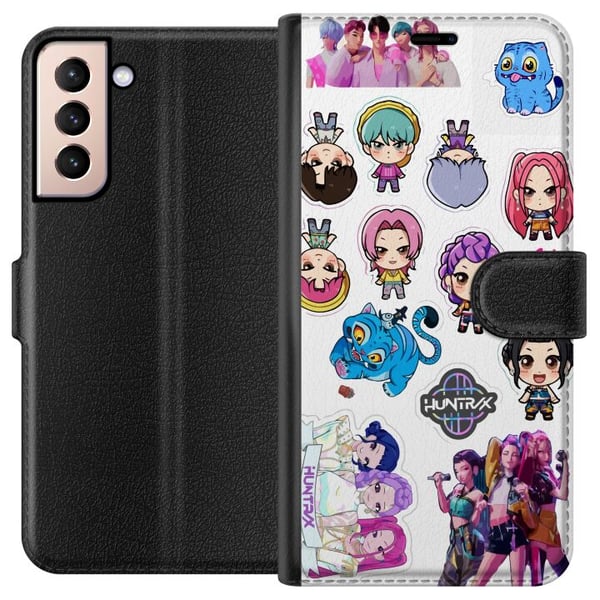 Kompatibelt Lommeboketui til Samsung Galaxy S21 Huntrix og Saja Boys animeinspirerte, energiske design med sterke farger og moderne japansk popkultur