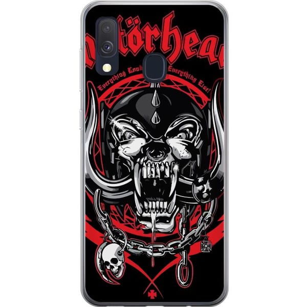 Kompatibelt Mobilskal till Samsung Galaxy A40 Motorhead dödskalle i rött och svart hård rockdesign för fans av klassisk metal och energi Kompatibelt Mobilskal till Samsung Galaxy A40 Motorhead dödskalle i rött och svart hård rockdesign för fans av klassisk metal och energi