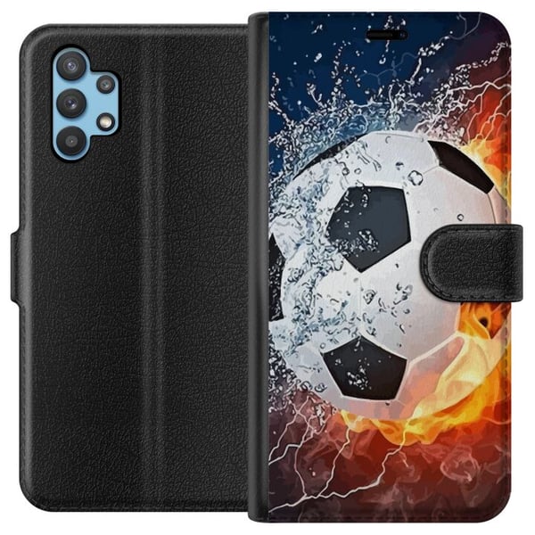 Kompatibelt Plånboksfodral till Samsung Galaxy A32 5G Fotboll Eld