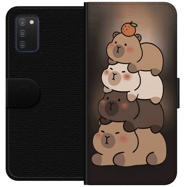 Kompatibelt Lommeboketui til Samsung Galaxy A03s Kapybara Kawaii søt dyrefigur