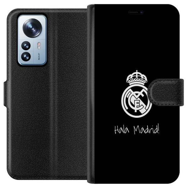 Kompatibelt Plånboksfodral till Xiaomi 12 Pro Real Madrid Emblem Fotboll Stolthet Vit Guld Klubbmärke