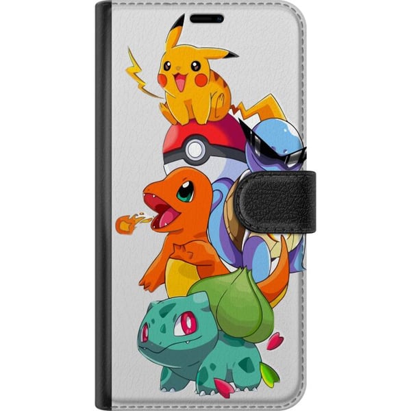 Kompatibel Tegnebogsetui til Samsung Galaxy S21 Pokémon Pikachu Charmander Squirtle Bulbasaur – farverig Pokémon-stakillustration med fire populære f