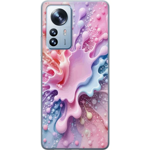 Yhteensopiva Puhelinkuori Xiaomi 12 Pro Pastelliroiske-design – Abstrakti taide vaaleanpunaisessa, sinisessä ja violetissa värikuviossa