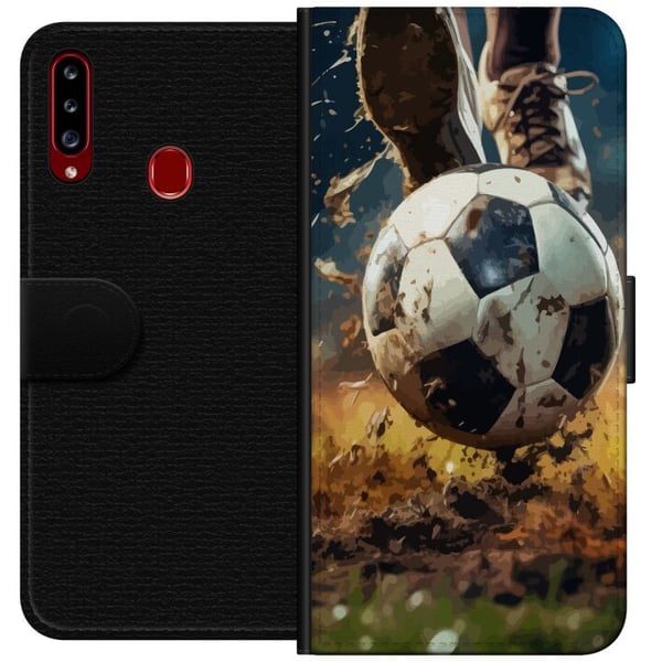 Kompatibel Tegnebogsetui til Samsung Galaxy A20s Fodbold