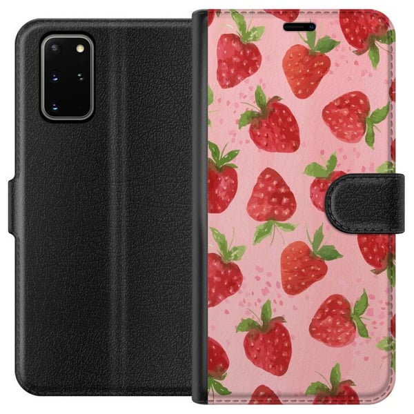 Kompatibelt Plånboksfodral till Samsung Galaxy S20+ Strawberry Dreams – jordgubbsmönster i retrostil Kompatibelt Plånboksfodral till Samsung Galaxy S20+ Strawberry Dreams – jordgubbsmönster i retrostil