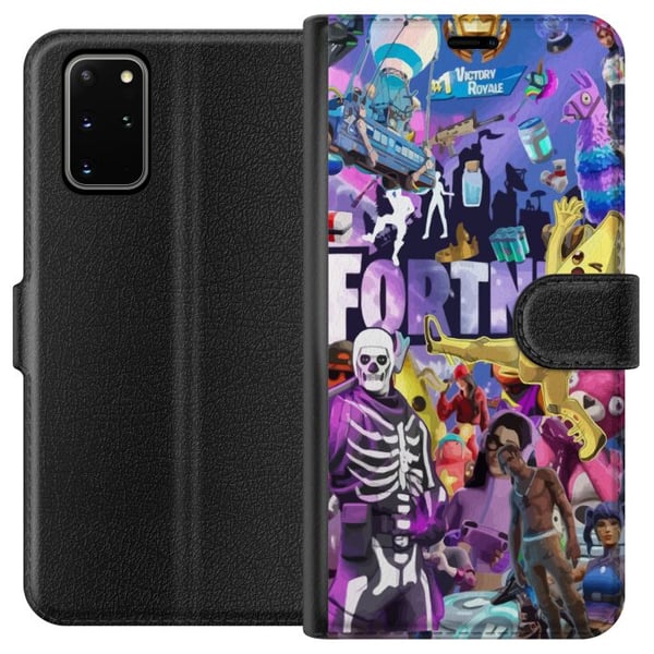Kompatibelt Plånboksfodral till Samsung Galaxy S20+ Fortnite collage med Banana Peely Battle Bus och skins färgstarkt gamingmotiv Kompatibelt Plånboksfodral till Samsung Galaxy S20+ Fortnite collage med Banana Peely Battle Bus och skins färgstarkt gamingmotiv