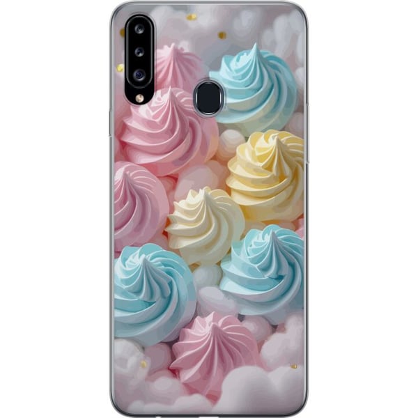 Yhteensopiva Puhelinkuori Samsung Galaxy A20s Pastellimarenkikuvio karkkiväreissä vaaleanpunainen, sininen ja keltainen, suloinen leivontadesign leiv