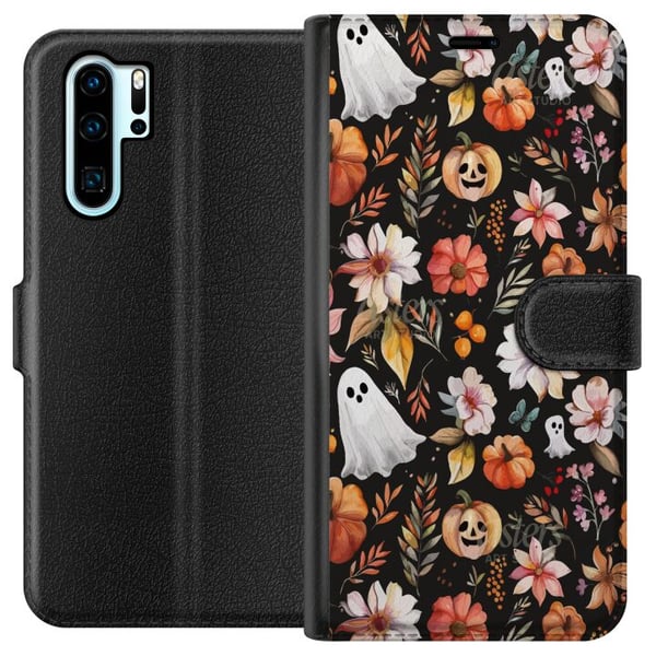 Kompatibel Tegnebogsetui til Huawei P30 Pro Halloween Græskar Spøgelsesdragt Maske Kompatibel Tegnebogsetui til Huawei P30 Pro Halloween Græskar Spøgelsesdragt Maske