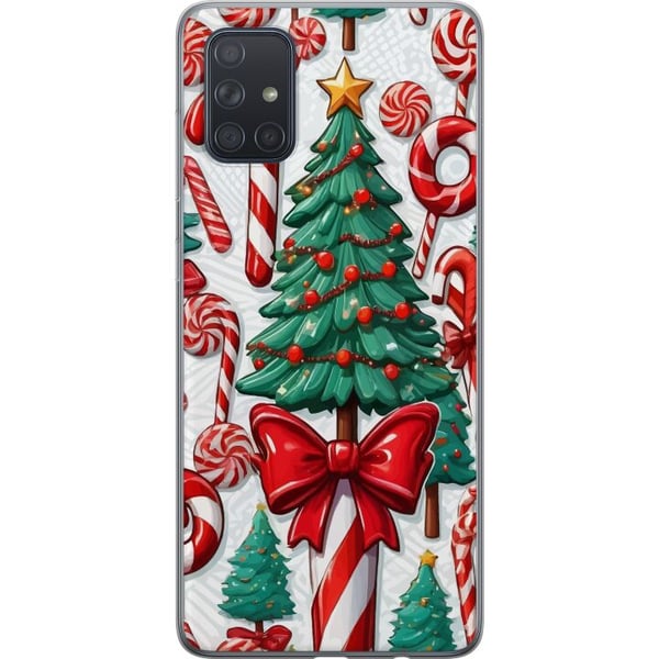 Kompatibel Mobilcover til Samsung Galaxy A71 Juletræ plakat juletræ sukkerstang slik høytidsslik julemotiv retro sukkerstænger design kunst