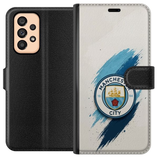 Kompatibel Tegnebogsetui til Samsung Galaxy A53 5G Manchester City fodbold Jack Grealish blå penselstrøg illustration